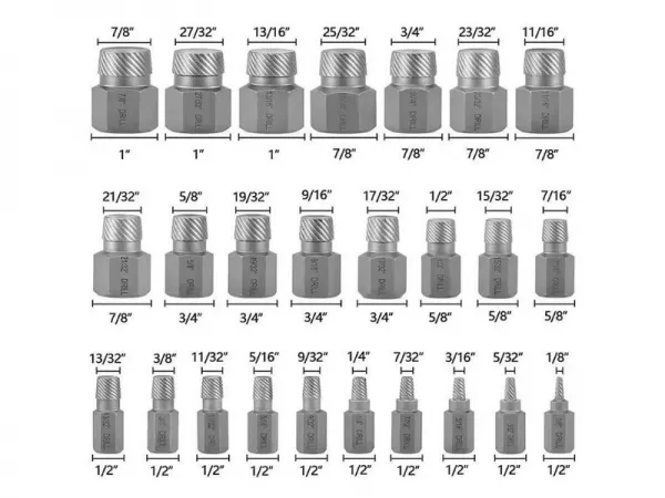 Jeu de dissolvant de vis d'écrou de boulon endommagé, 25 pièces