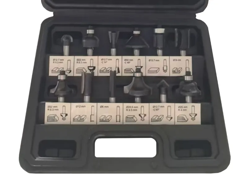 Jeu d'embouts de routeur 12 pièces (finition noire)